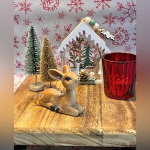Festive Holiday Decor Lot with Reindeer, Candle and Trees